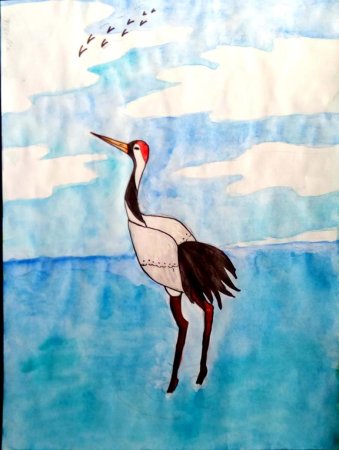 Журавль рисунок