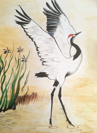 Даурский журавль рисунок карандашом