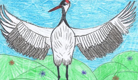 Журавль рисунок для детей