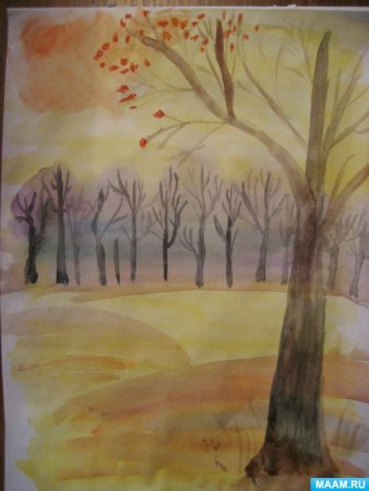 Рисование поздняя осень в подготовительной группе Комарова