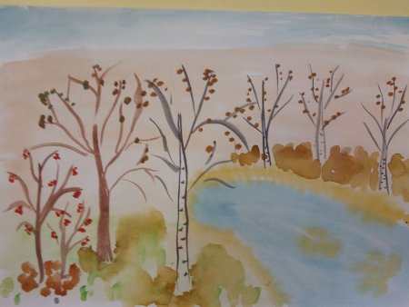 Рисование в старшей группе поздняя осень