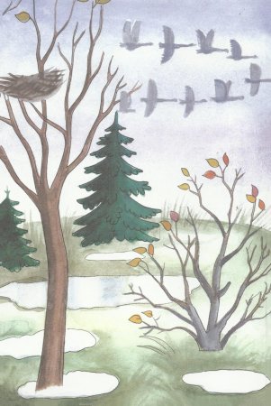 Рисование поздняя осень