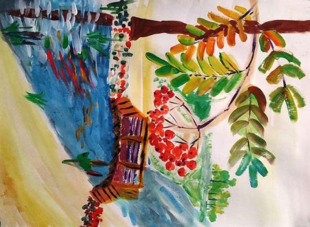 Ветка рябины» (рисование с натуры) (т.с.Комарова, стр.40)