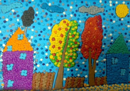 Пластилиновая живопись осень