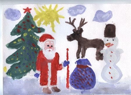 Рисунки детей в детском саду к новому году (55 фото)