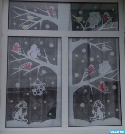 Зимние украшения на окна