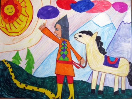 Рисунок к сказке о мертвой царевне и о семи богатырях 3 класс