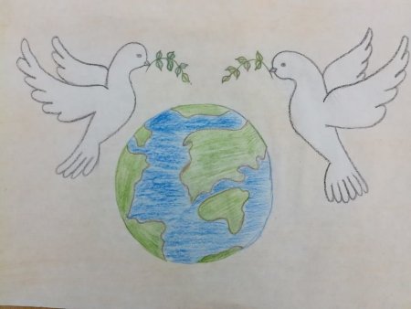 Рисование ладошками голубь мира