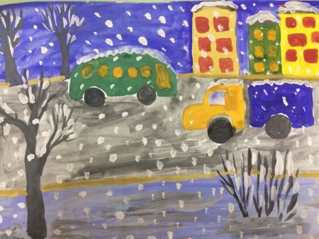 Рисование первый снег