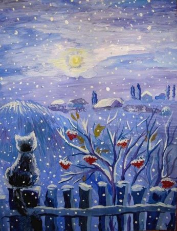 Рисование первый снег