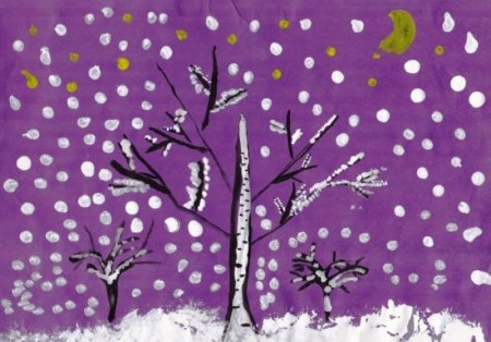 Рисование первый снег