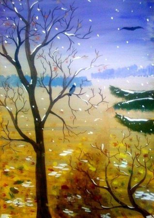 Рисование зимний пейзаж