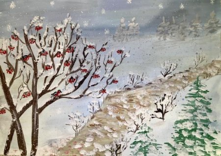 Рисование первый снег