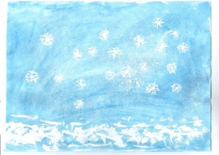 Детские рисунки на тему первый снег