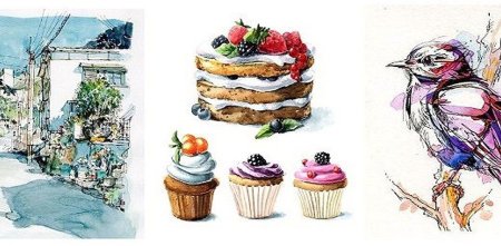 Аня Белоусова акварельный скетчинг