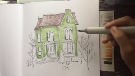 Домики маркерами для скетчинга