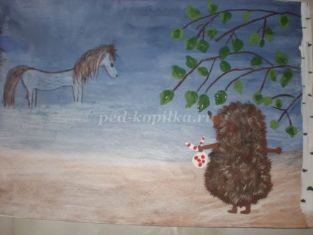 Ежик в тумане раскраска