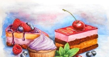 Сладости акварельными карандашами