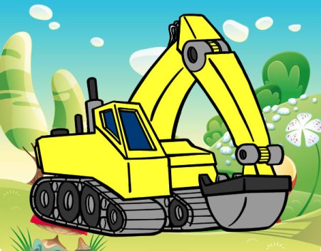Экскаватор мультяшный