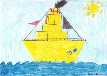 Корабль детский рисунок