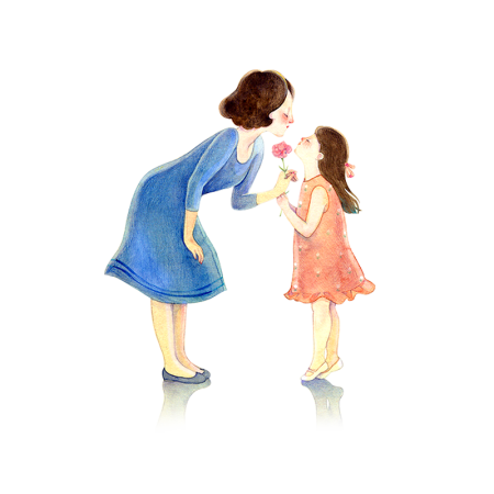 Мама с дочкой на прозрачном фоне
