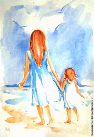 Рисунки Акварельные мама и ребенок