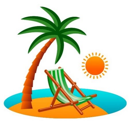 Пальма и шезлонг вектор