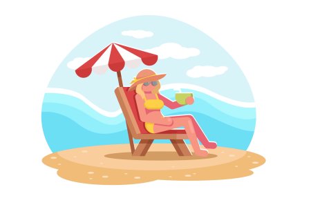 Человек на шезлонге вектор