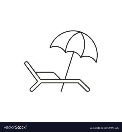Шезлонг и зонтик иконка