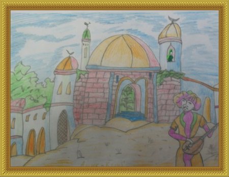 Ашик Кериб рисунок лёгкий детский