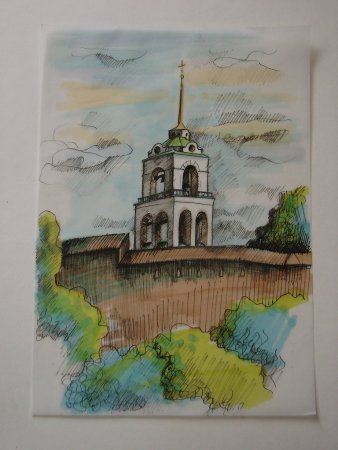 Троицкий собор Псков рисунок