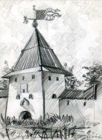 Архитектура Пскова зарисовки