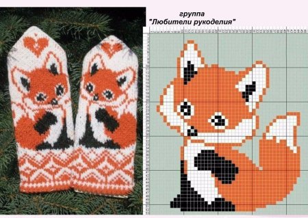 Вышивка на вязаных детских варежках