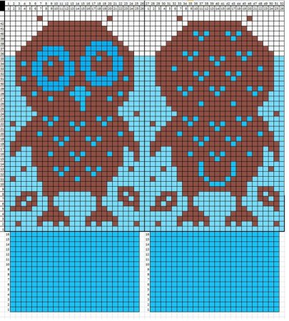 Жаккардовые варежки с совами