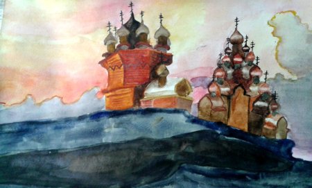 Акварель Карелия Кижи