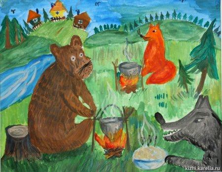 Сказка лиса волк и медведь