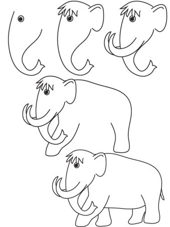 Как нарисовать мамонта карандашом поэтапно ✏