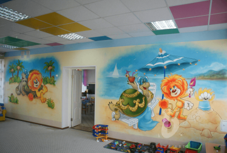 Роспись стен в детском саду