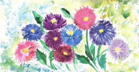 Букет астр рисунок