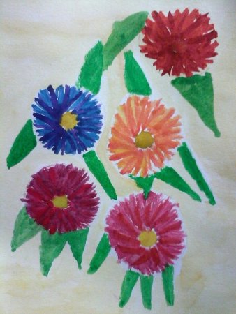 Астры гуашью для детей