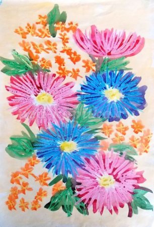 Хризантема Астра бархатцы чб