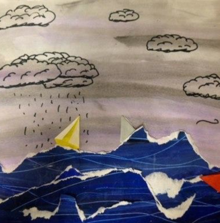 Рисование шторм на море для детей