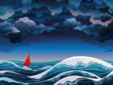 Рисование шторм на море для детей
