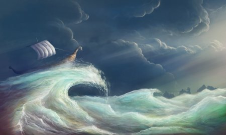 Шторм на море рисунок