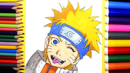 Наруто карандашом в цвете
