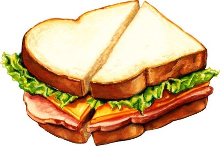 Бутерброд на белом фоне для детей