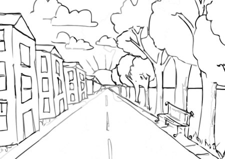 Городской пейзаж рисунок