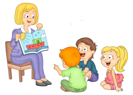 Воспитатель с детьми на прозрачном фоне