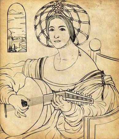 Лютня рисунок