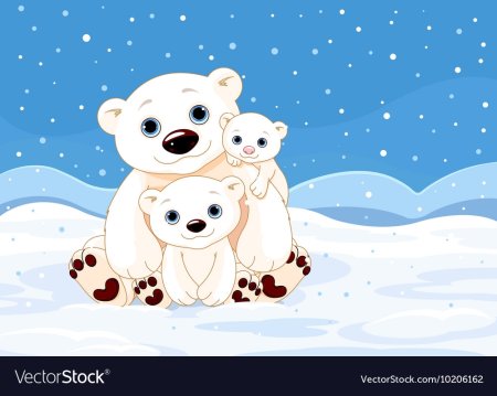 Семья белых мишек рисуночек